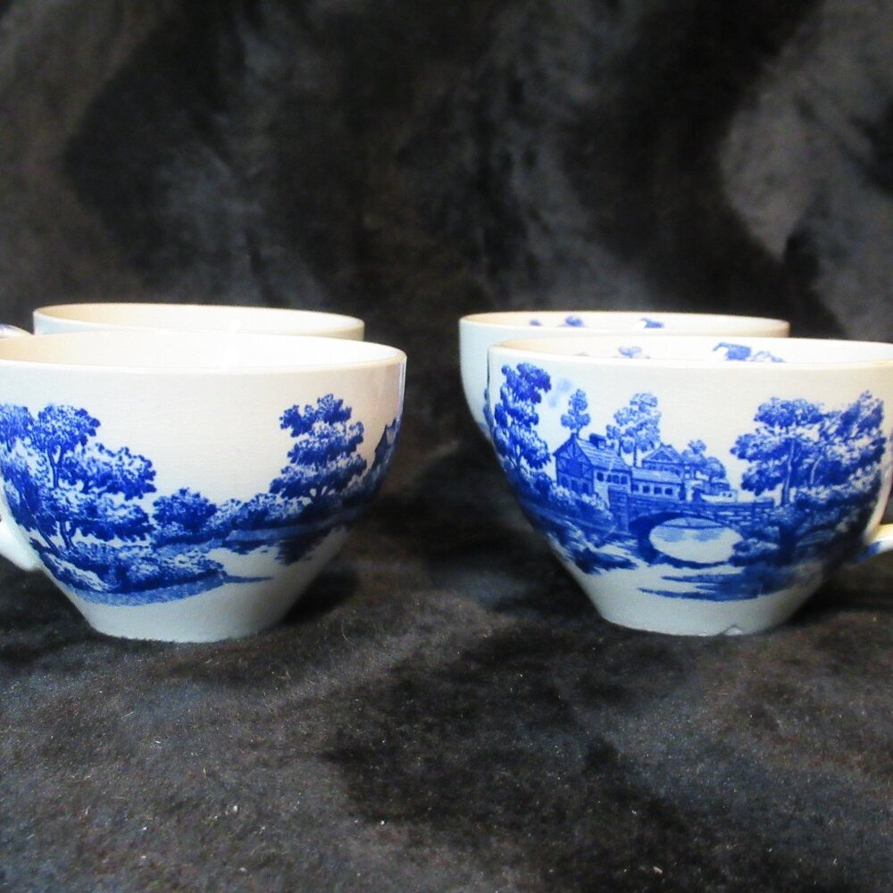 Vintage Vintage Nasco Hand Painted Tea Cups Lakeview Japan Set of 4 (* 1 Flawed)